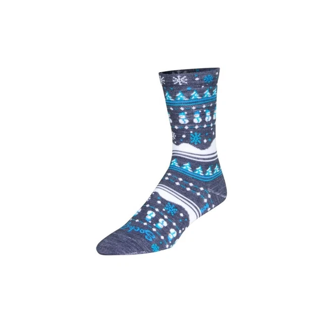 SockGuy Unisex Winter Sweater Wool 6 inch Bi-Cycle Socks - Blue/Gray/White