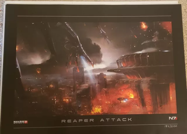 Mass Effect 3 Reaper Attack Lithograph Signed & Numbered 184/500