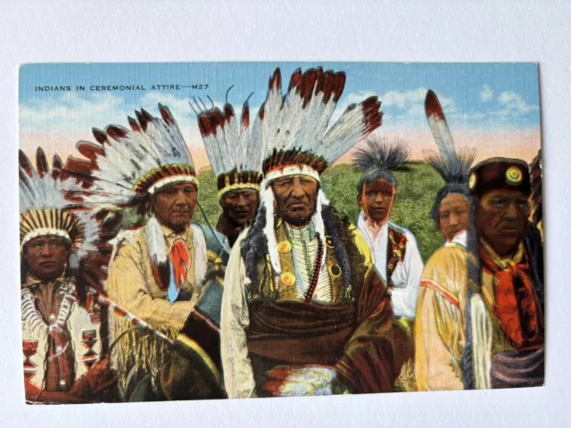 Native American Indians In Ceremonial Attire - M27 Vintage Postcard, KROPP Co.