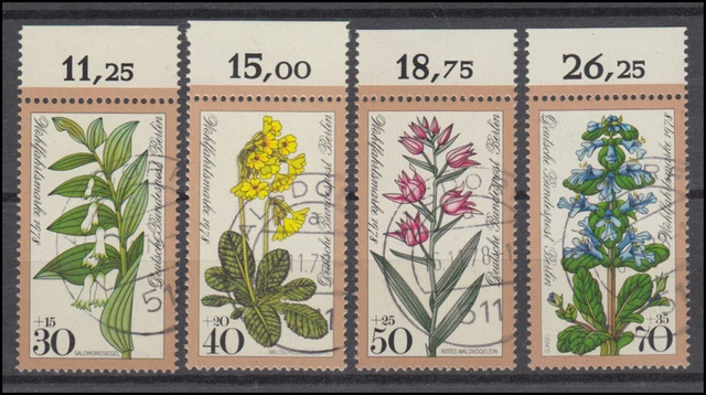 573-576 Wofa Waldblumen 1978 - Satz mit Oberrand, alle mit Vollstempel ALSDORF