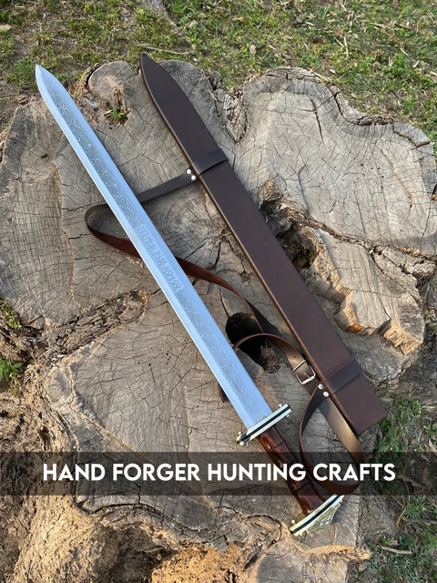 Hand Forged High Carbon Steel Viking Sword Sharp / Battle Ready Medieval Sword