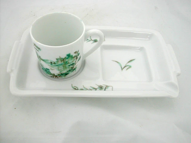 * Tasse Cafe Ou Moka Avec Dessous De Tasse Cendrier Limoges France Paysage Vert