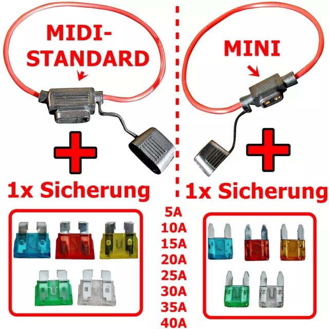 1x 10x Support + Sécurité 10A 15A 30A Mini Midi Porte-Fusibles Assurance Plat