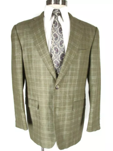 BURBERRY LONDON MENS Gold Plaid 2 Btn Silk Wool Sport Coat 40R $122.95 ...