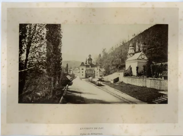 Neurdein, France, Environs de Pau vintage albumen print, France, Eglise de Bétha