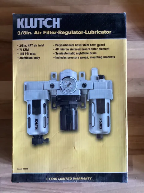 Klutch Air Compressor Filter–Regulator–Lubricator Combo — 3/8in., 71 CFM