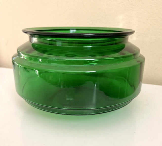 VINTAGE EMERALD FOREST Green Glass Fish Bowl Planter Anchor Hocking
