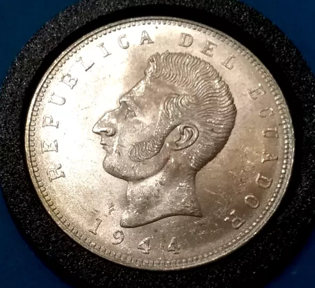 (Pgasteelers1) Ecuador Republic 5 Sucres 1944 Bust of Sucre -KM#79 .720 Silver🌠