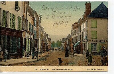 DORMANS - Marne - CPA 51 - trés belle carte toilée couleur rue Jean de Dormans