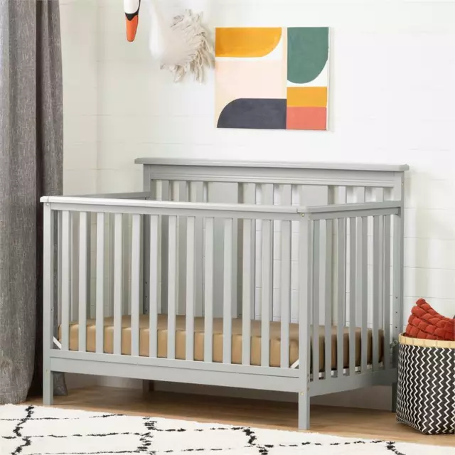 Cotton Candy Baby Crib 4 Heights with Toddler Rail-Soft Gray-South Shore