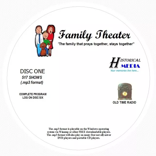 FAMILY THEATER - 517 Shows Old Time Radio In MP3 Format OTR On 6 CDs