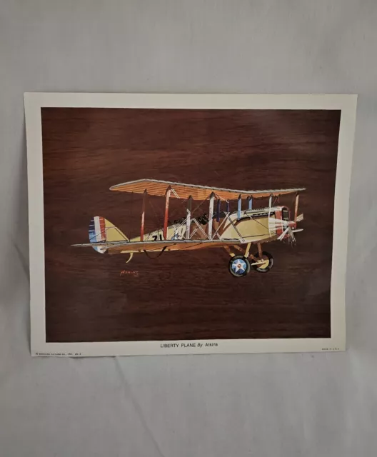 Vintage DH4 Liberty Biplane, Atkins Bernard Picture Print Airplane Lithography