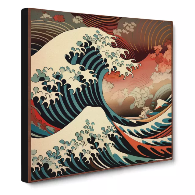 Japanese Wave Mid-Century No.1 Canvas Wall Art Print Framed Picture Home Decor