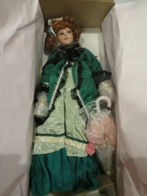 New! Treasury Collection Paradise Galleries Porcelain Doll - Green Dress