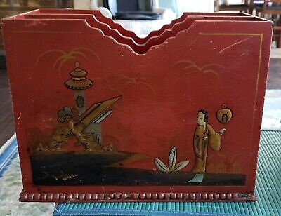 19Th Century Antique Hand Made Chinese Lacquered Wood Separated Box