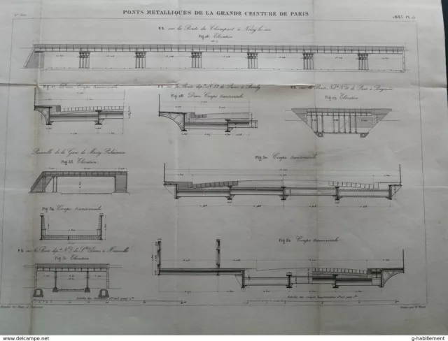 ANNALES PONTS et CHAUSSEES (Dep 75) Ponts Métalliques de la Grande Ceinture 1883