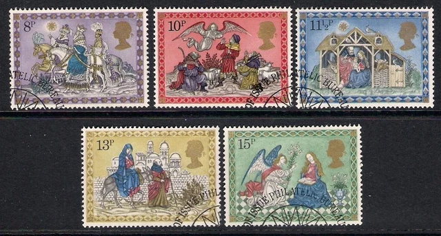 GB 1979 sg1104-08 Natività Angelo Pastori Cavallo Asino Set Ben Usato