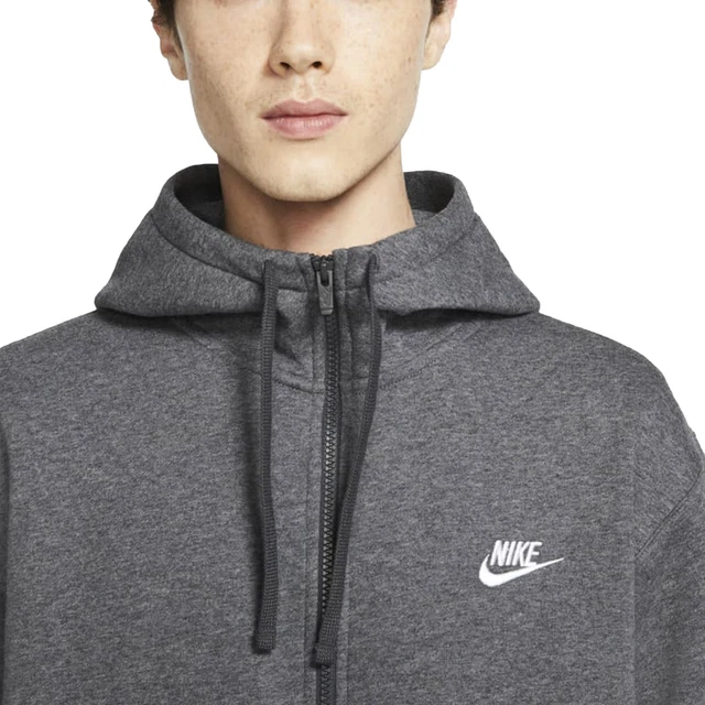 Nike Felpa da Uomo con Cappuccio e Full Zip Club Fleece Grigia Taglia S Cod B... 3