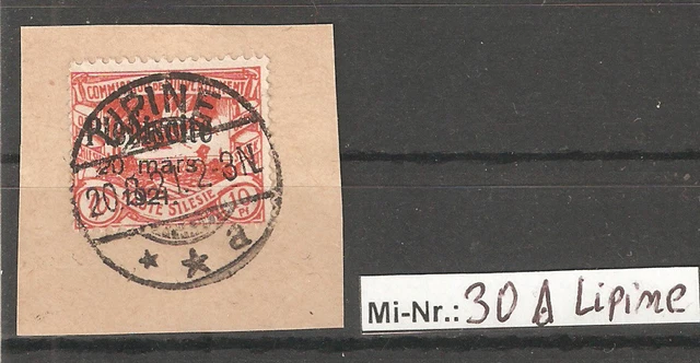Oberschlesien Mi-Nr.: 30 sauber auf Brieftsück mit top Stempel Lipine
