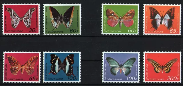 Ivory Coast Scott 446A-446D, 472-475 MNH butterfly stamps 1977 Very Scarce