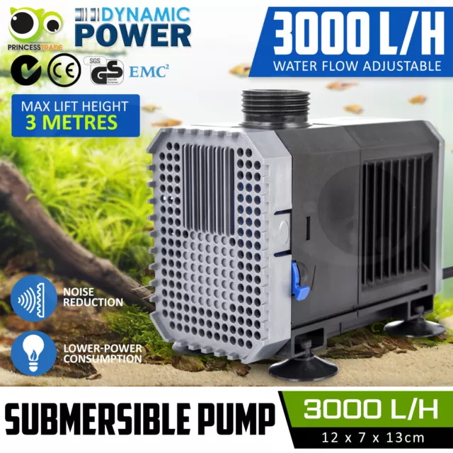 Submersible Aqua Aquarium Fountain Pond Marine Water Pump Fish Tank 3000L/H