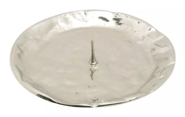 Kerzenteller Messing vernickelt Silber mit Dorn Ø 9 cm ideal für Kerzen