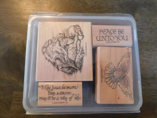 Stampin' Up Peace Be Unto You 2005 Stamp Set of 4 Lion Lamb Dove