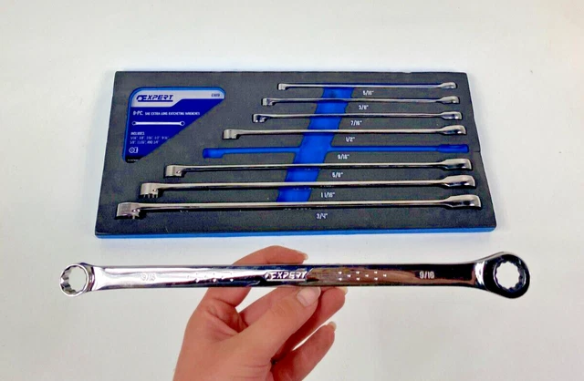 Mac Tools Expert E111119 8 Pc 12 Point SAE Extra Long Ratcheting Wrenches Used