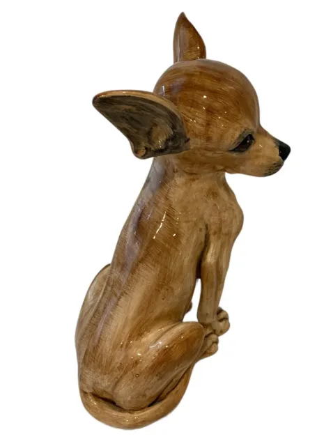 Vintage Ceramic Chihuahua Dog Figurine Life Size 12” Made In Italy Italian 2