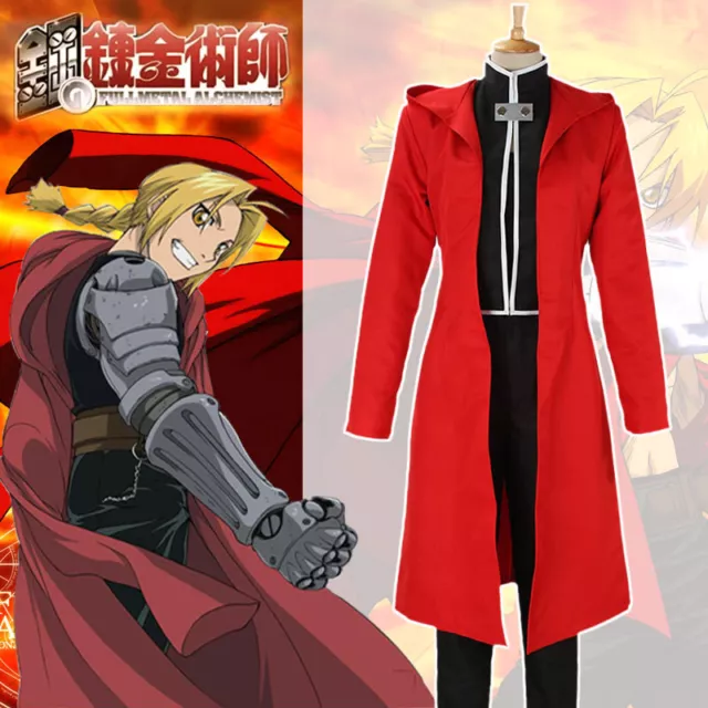Anime Fullmetal Alchemist Edward Elric Cosplay Costume Outfits Red Coat Unisex