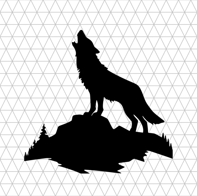 HOWLING WOLF SVG Vector Clipart Design Silhouette For Vinyl Decal