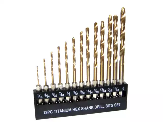 13 pc Hex Shank Titanium Drill Bit Set Quick Change Bits High Quality Bits