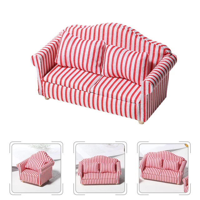 Tela de algodón salón juego de sofá modelo de muebles pequeños muebles en miniatura