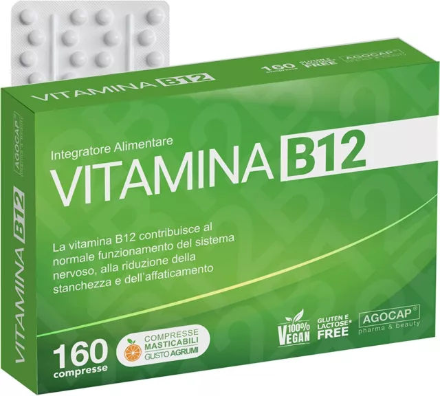 Vitamina B12 1000mcg Integratore Alimentare 160 compresse 100 mg Senza Glutine