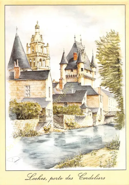 CP Postcard Illustration MICHEL PERREARD Loches porte des Cordeliers