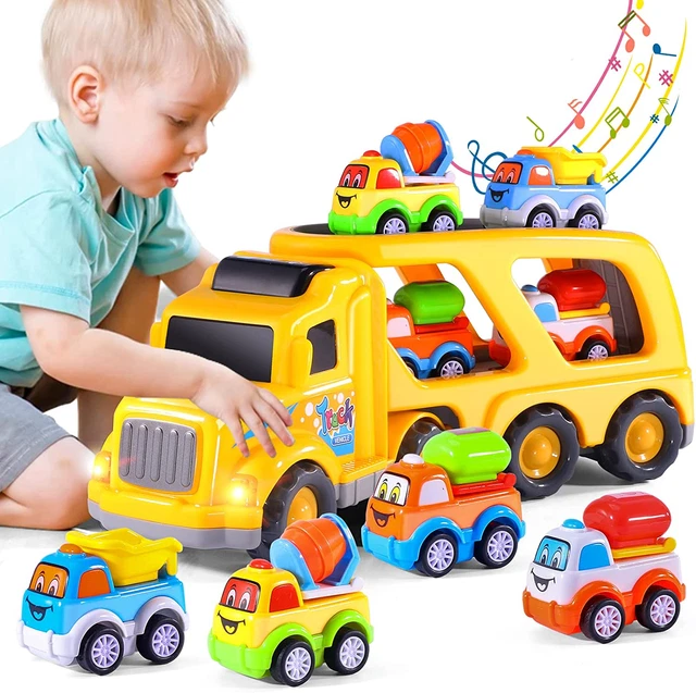 Ihaha Toy Trucks Car for 1 2 3 4 5 Year Old Toddlers Boys, 5 in 1 Carrier Truck