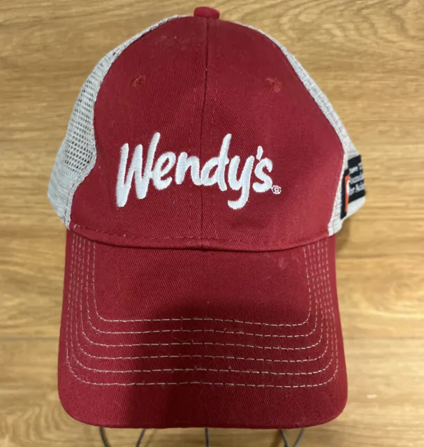 Wendy's  Hat Maroon Red Employee Uniform Restaurant Cap Snapback
