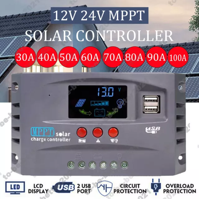 30-100A MPPT Solaire Panel Régulateur Charge Contrôleur Auto Focus Suivi 12/24V