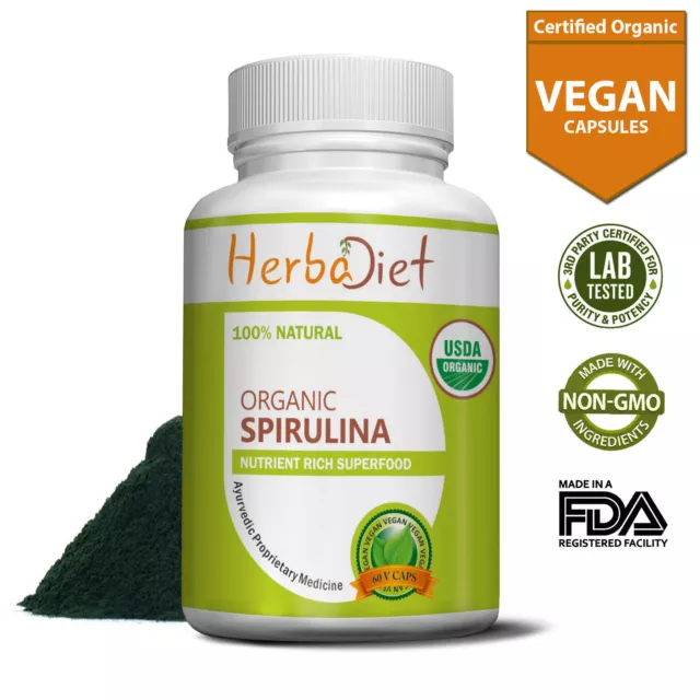 Organic Spirulina 500mg Capsules Detox Weight Loss Immune Support Not Tablets