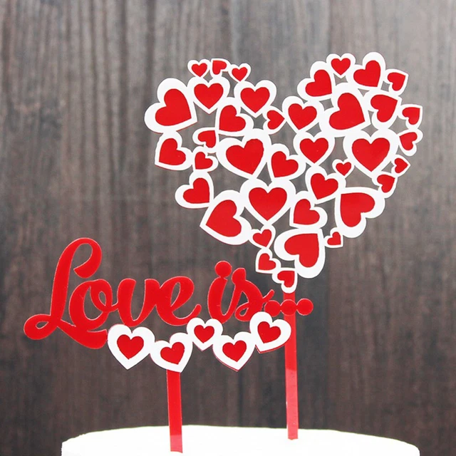 6 un. púas de postre para pastel de corazón de acrílico para cupcake