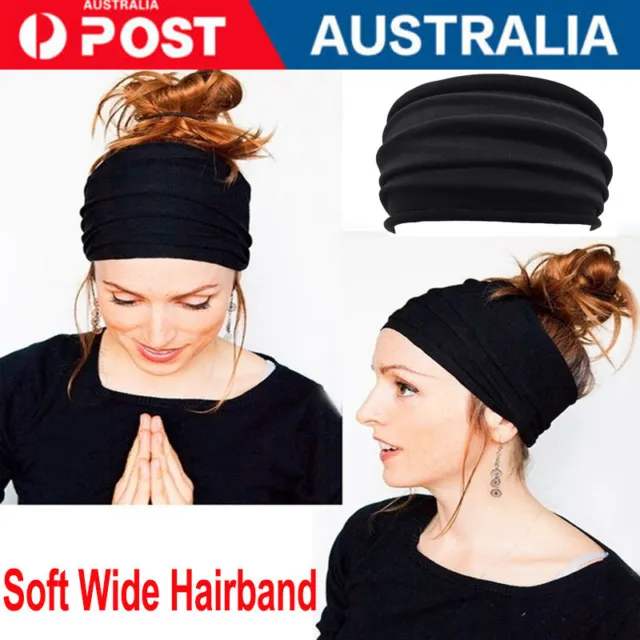 AU Running Soft Wide Hairband Yoga Elastic Stretch Headband Turban Head Wrap