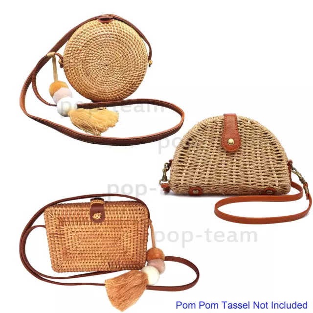 Straw Rattan Crossbody Bag Woven Wicker Purse Handbag Summer Beach Shoulder Bag