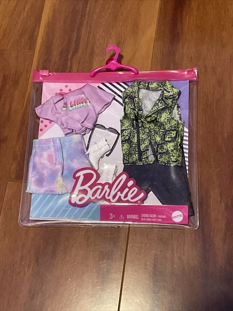Barbie & Ken Clothing 2 Fashions Pack Vest Purple T-shirt Shorts Boots Outfits