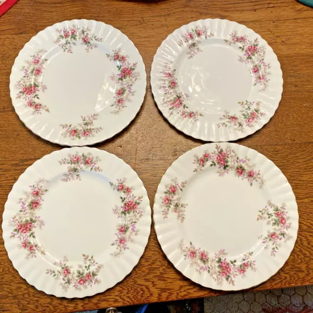 ROYAL ALBERT LAVENDER ROSE Set of 4 SALAD PLATES 8 1/4"