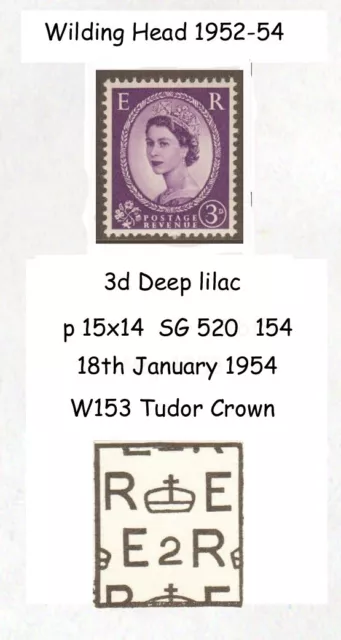 GB Stamps, QEII 1954, SG520, 2x3d. deep lilac, Wmk 153 Tudor crown, used
