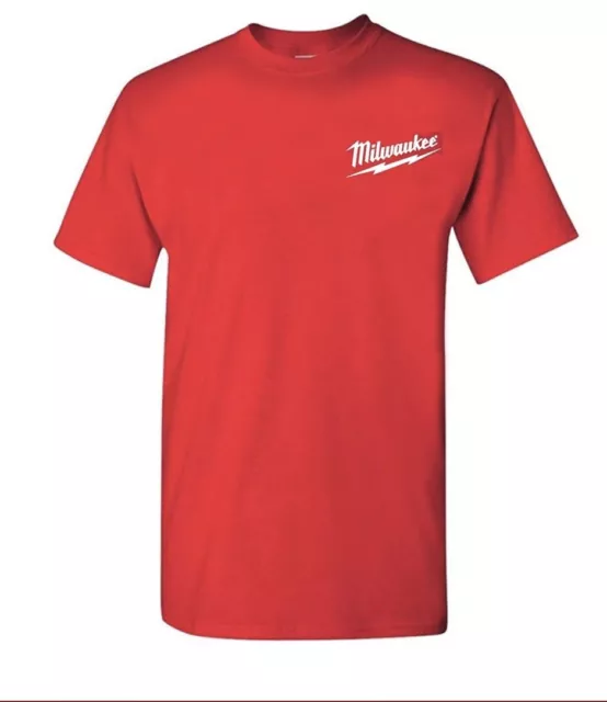 rotes Milwaukee T-Shirt Promo Gr M Werkstatt Bau Arbeit Tool Shirt Measure Promo