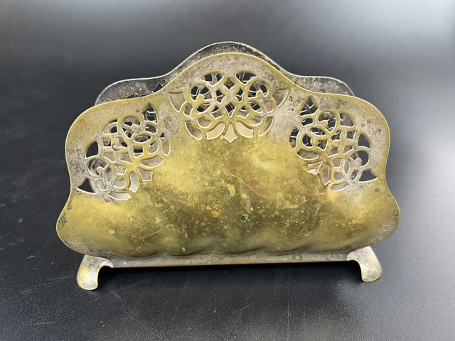 Antique/Vtg Brass Napkin or Mail/Letter Holder Art Nouveau