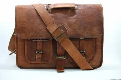 Vtg Oiled Leather Crossbody Messenger Bag Handmade Briefcase Bag Laptop attache