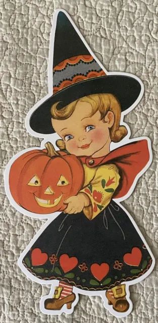 Vintage New Inspired Halloween Witch Girl JOL Die Cut Scrapbook  Art Craft Decor