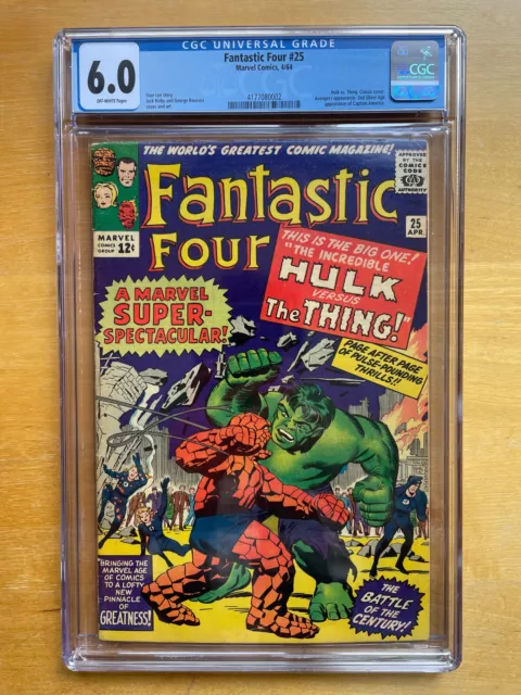 Fantastic Four #25 CGC 6.0 Fine (Marvel 1964) Stan Lee Jack Kirby Thing vs. Hulk